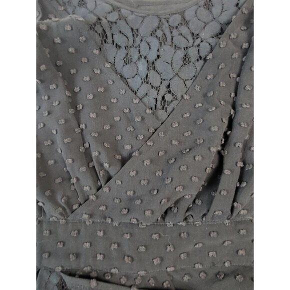 Madison Marcus Black Sleeveless Polka Dot & Lace Mini Dress Draped Side Medium - Picture 8 of 12